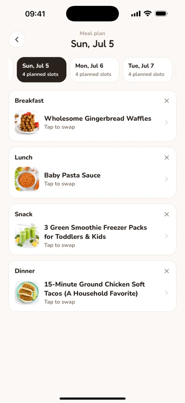 Weekly meal plan